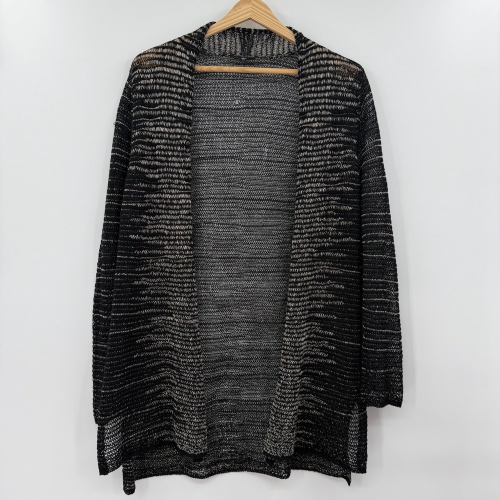 Eileen Fisher Wool Linen Italian Yarn Cardigan Sweater Lagenlook PM